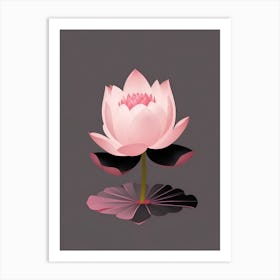 A Pink Lotus In Minimalist Style Vertical Composition 62 Art Print