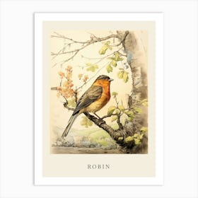 Beatrix Potter Inspired  Animal Watercolour Robin 1 Art Print