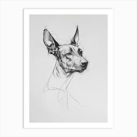 Pinscher Charcoal Line 4 Art Print