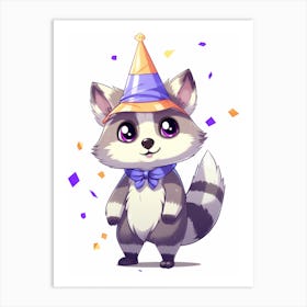 Cute Kawaii Cartoon Raccoon 28 Art Print