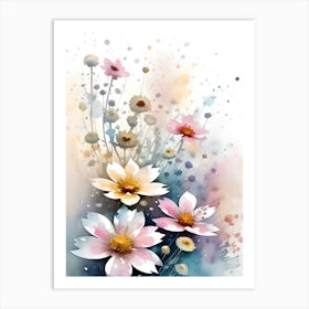 Wildflower Field Watercolor Artwork 1 Art Print