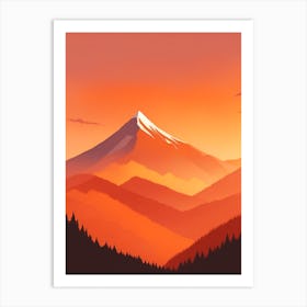 Misty Mountains Vertical Composition In Orange Tone 369 Art Print