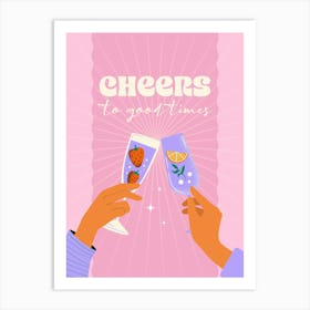 Cheers To Good Times Modern Pink Cocktail Art Print Art Print