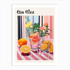 Gin Fizz Retro Cocktail Poster Art Print