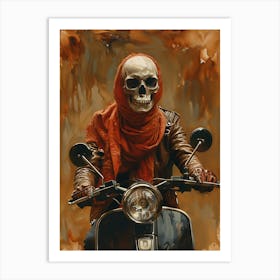 Skeleton On A Moped 3 Art Print