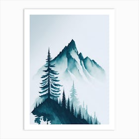 Mountain And Forest In Minimalist Watercolor Vertical Composition 367 Art Print