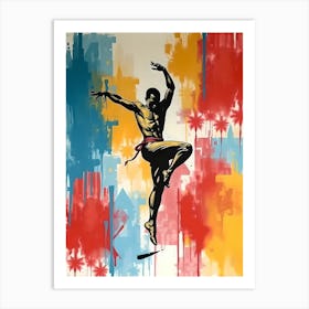 Leap of Urban Soul: A Abstract Portrait Of A Black Street Art Dancer Art Print