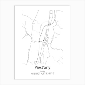 Piest Any,Slovakia Minimalist Map Art Print