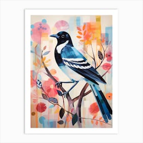 Bird Painting Collage Magpie 6 Art Print