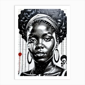 Vintage Graffiti Mural Of Beautiful Black Woman 139 Art Print