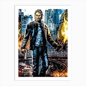 Man With Fire Videogame Art Print