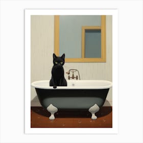 Black Cat In Bathtub 3 Art Print