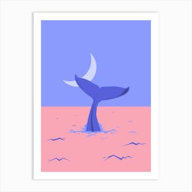 Whale Tail and moon Art Print