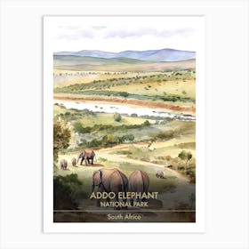 Addo Elephant National Park South Africa Watercolour 1 Art Print