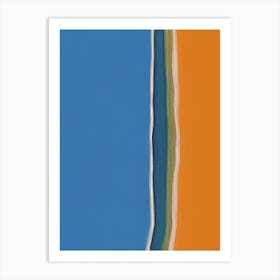 Abstract Lines Beach Meridian Shoreline Orange And Blue Art Print