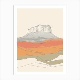 Mount Roraima Venezuela Brazil Color Line Drawing (7) Art Print