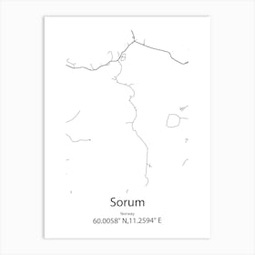 Sorum,Norway Minimalist Map Art Print