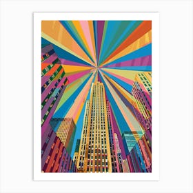 Rockefeller Center New York Colourful Silkscreen Illustration 3 Art Print