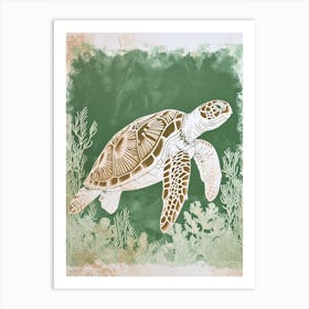 Inverted Green Sea Turtle Art Print