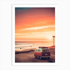 California Dreaming - VW Van Sunset Art Print