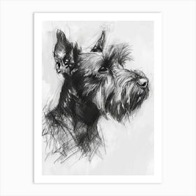Cesky Terrier Dog Charcoal Line 2 Art Print