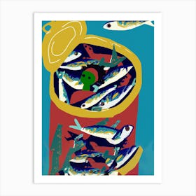 Woman Trapped In A Sardine Can Art Print