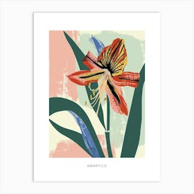 Colourful Flower Illustration Poster Amaryllis 1 Art Print