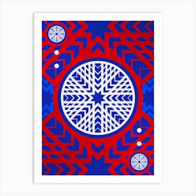 Geometric Abstract Glyph in White on Red and Blue Array n.0072 Art Print