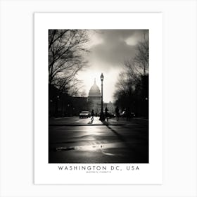 Poster Of Washington Dc, Usa, Black And White Analogue Photograph 4 Art Print