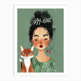 Girl With Fox Art Print