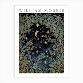 William Morris, Flowers Moon And Stars William Morris Style Art Print 1 Art Print