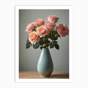 A Vase Of Pink Roses 42 Art Print