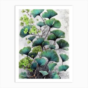 Ginko Biloba nature botanical art 1 Art Print