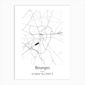 Bourges,France Minimalist Map Art Print