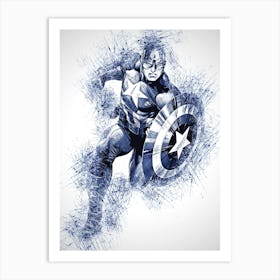 Captain America Drawing Portrait Art Print