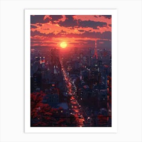 Sunset In Tokyo 4 Art Print