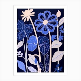 Blue Flower Illustration Bergamot Art Print