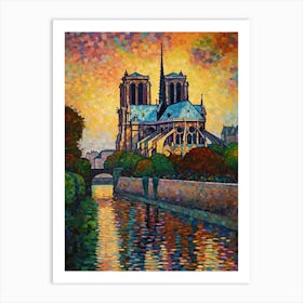 Notre Dame Paris France Paul Signac Style 5 Art Print