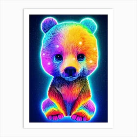 Neon Baby Bear Art Print