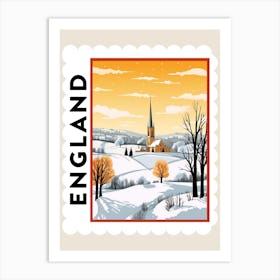 Retro Winter Stamp Poster Cotswolds United Kingdom 2 Art Print