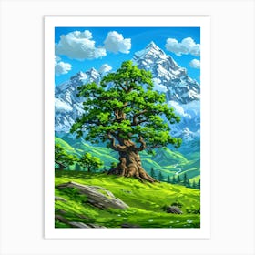 Lone Tree In The Mountains Art Print