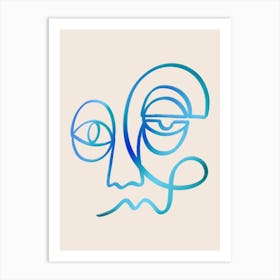 Blue Feeling Line Art Print
