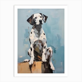 Dalmatian Dog, Painting In Light Teal And Brown 1 Art Print