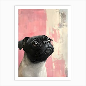 Minimal Pug With Pink Background 3 Art Print