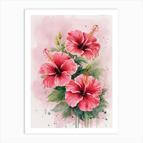 Hibiscus Watercolor Painting Art Print