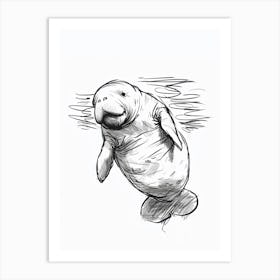 B&W Manatee Art Print