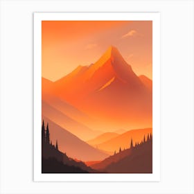 Misty Mountains Vertical Composition In Orange Tone 167 Art Print