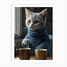 Cat In Sweater Art Print