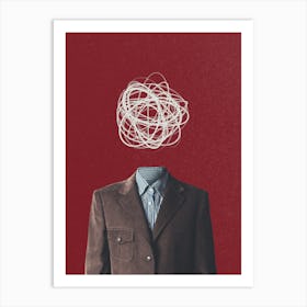 Red And Yellow Minimalist Modern Creative Lost Man Without Head Art Print