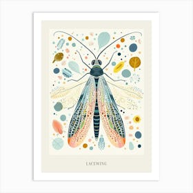 Colourful Insect Illustration Lacewing 14 Poster Art Print